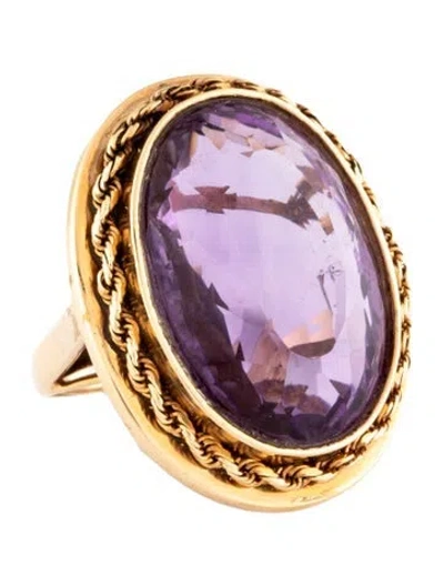 Pre-owned Ring 14k 22.50ctw Amethyst Cocktail  In Multicolor
