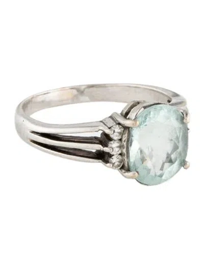 Pre-owned Ring 14k 2.25ct Aquamarine & Diamond Cocktail  In Multi