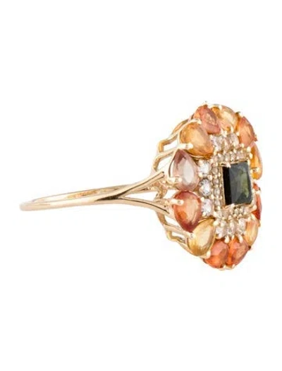Pre-owned Ring 14k 2.25ctw Sapphire & Tourmaline Cocktail  In Multi