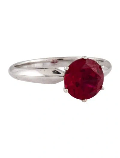 Pre-owned Ring 14k 2.29ct Synthetic Ruby Solitaire Cocktail  In Multi