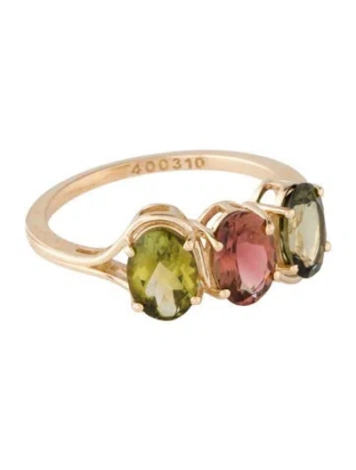 Pre-owned Ring 14k 2.32ct Tourmaline 3-stone  In Multicolor