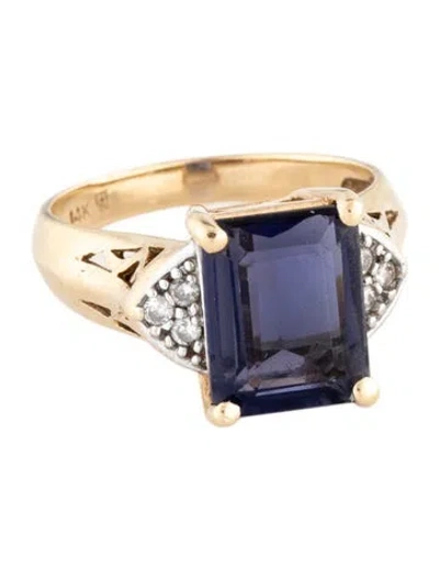 Pre-owned Ring 14k 2.33ct Iolite & Diamond Cocktail  In Multicolor