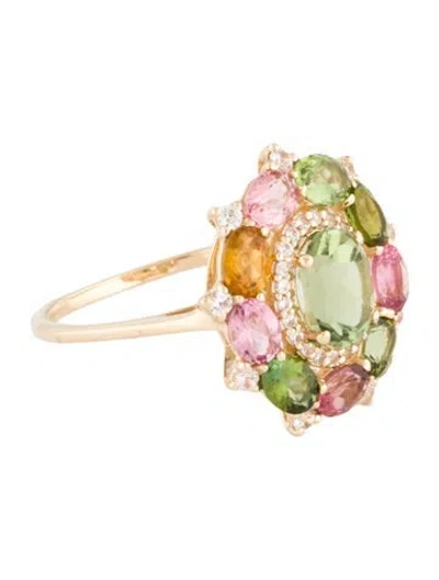 Pre-owned Ring 14k 2.33ctw Tourmaline & Sapphire Cocktail  In Multi