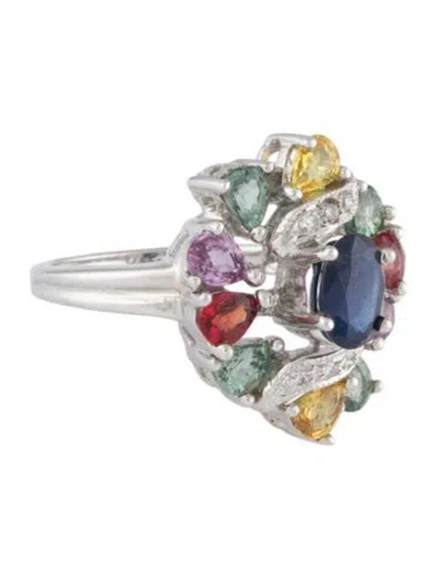 Pre-owned Ring 14k 2.37ct Sapphire & Diamond Cocktail  In Multi