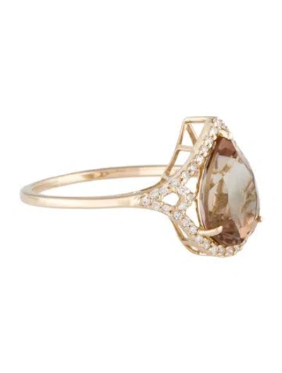 Pre-owned Ring 14k 2.39ct Feldspar & Diamond Cocktail  In Multi