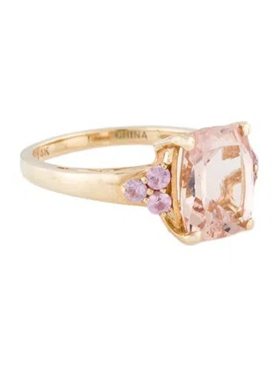 Pre-owned Ring 14k 2.40ct Morganite & Sapphire Cocktail  In Multi