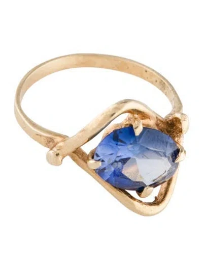 Pre-owned Ring 14k 2.42ctw Synthetic Sapphire Cocktail  In Multi
