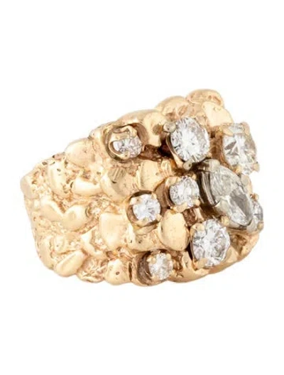 Pre-owned Ring 14k 2.45ctw Diamond Nugget Signet  In Multi