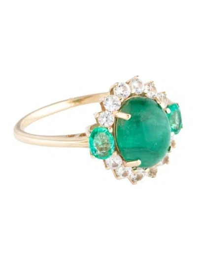 Pre-owned Ring 14k 2.46ctw Emerald & Sapphire Cocktail  In Multicolor