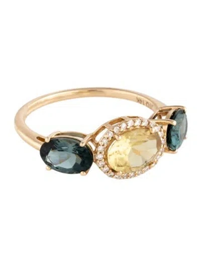 Pre-owned Ring 14k 2.46ctw Tourmaline & Diamond Cocktail  In Multicolor