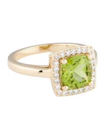 Pre-owned Ring 14k 2.48ct Peridot & Diamond Cocktail  In Multi