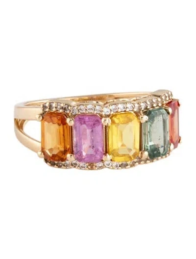 Pre-owned Ring 14k 2.48ctw Sapphire Cocktail  In Multicolor