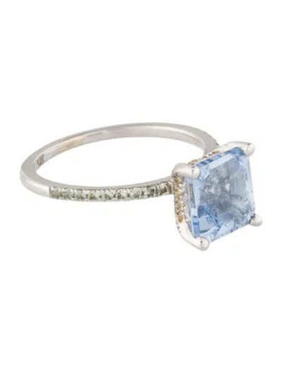 Pre-owned Ring 14k 2.50 Aquamarine & Sapphire Cocktail  In Multi