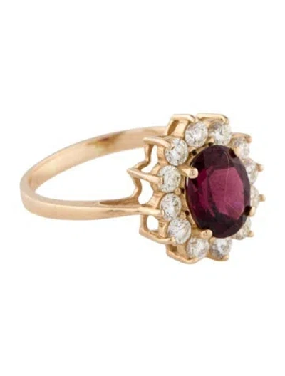 Pre-owned Ring 14k 2.50ct Garnet & Diamond Halo Cocktail  In Multi