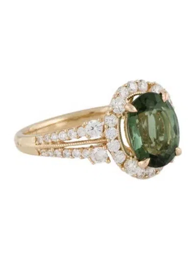 Pre-owned Ring 14k 2.50ct Tourmaline & Diamond Halo Cocktail  In Multi