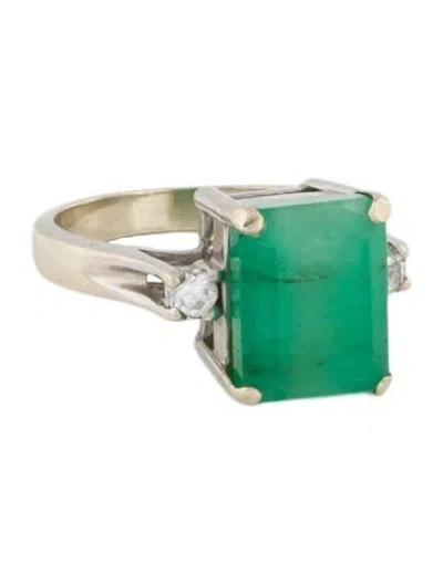 Pre-owned Ring 14k 2.54ct Emerald & Diamond Cocktail  In Multicolor