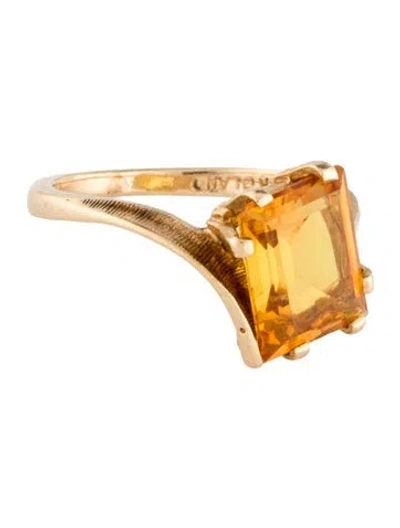 Pre-owned Ring 14k 2.60ct Citrine Cocktail  In Multi