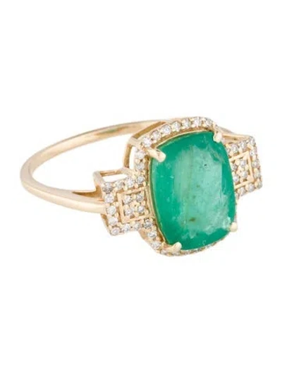 Pre-owned Ring 14k 2.61ct Emerald & Diamond Cocktail  In Multi