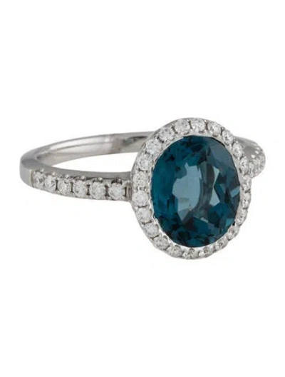 Pre-owned Ring 14k 2.61ct Topaz & Diamond Halo Cocktail  In Multi