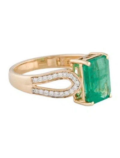 Pre-owned Ring 14k 2.63ct Emerald & Diamond Cocktail  In Multi