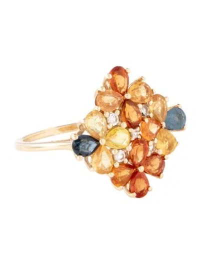 Pre-owned Ring 14k 2.64ctw Sapphire Cluster Cocktail  In Multicolor