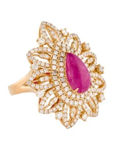 Pre-owned Ring 14k 2.66ct Ruby & Diamond Cocktail  In Multi