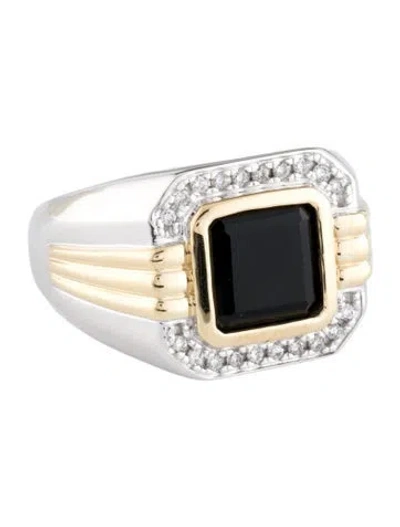 Pre-owned Ring 14k 2.67ct Onyx & Diamond Signet  In Multi