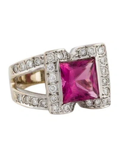 Pre-owned Ring 14k 2.68ctw Tourmaline & Diamond Cocktail  In Multi