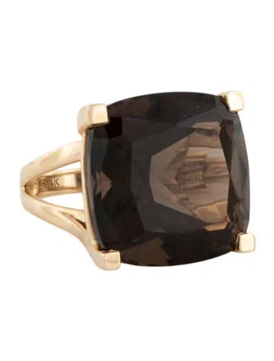 Pre-owned Ring 14k 26.98ct Smoky Quartz Solitaire Cocktail  In Multicolor