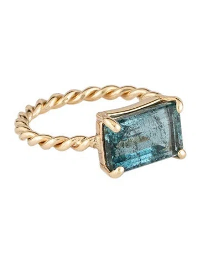Pre-owned Ring 14k 2.77ct Aquamarine Cocktail  In Multicolor