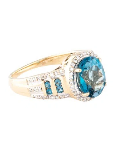 Pre-owned Ring 14k 2.80ct Topaz & Diamond Cocktail  In Multi