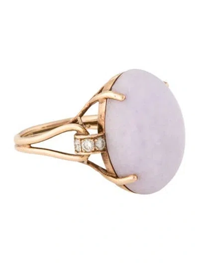 Pre-owned Ring 14k 28.44ct Jadeite & Diamond Cocktail  In Multi