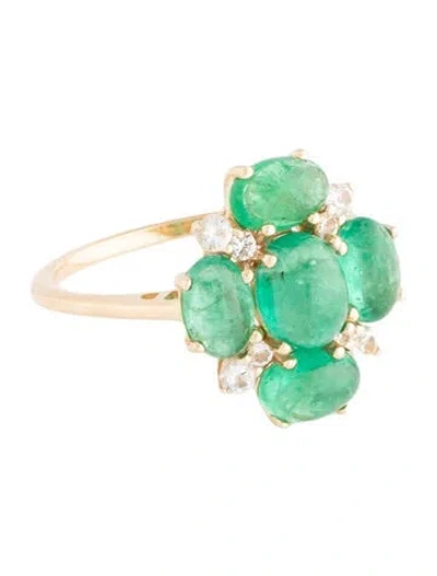Pre-owned Ring 14k 2.85ctw Emerald & Sapphire Cocktail  In Multicolor