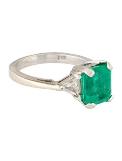 Pre-owned Ring 14k 2.87ct Emerald & Diamond Three-stone  In Multi
