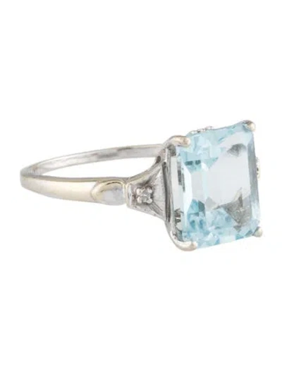 Pre-owned Ring 14k 2.88ct Aquamarine & Diamond Cocktail  In Multi