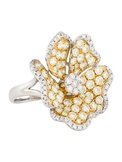 Pre-owned Ring 14k 2.88ctw Diamond Flower  In Multi