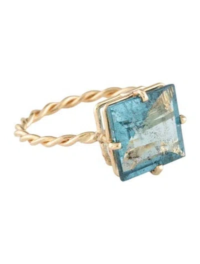 Pre-owned Ring 14k 2.92ct Aquamarine Cocktail  In Multicolor