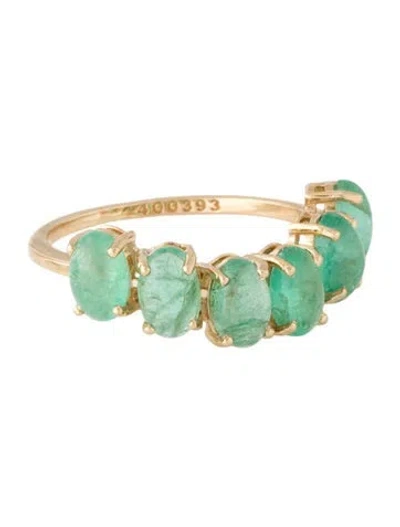Pre-owned Ring 14k 2.92ctw Emerald Curved Band In Multicolor