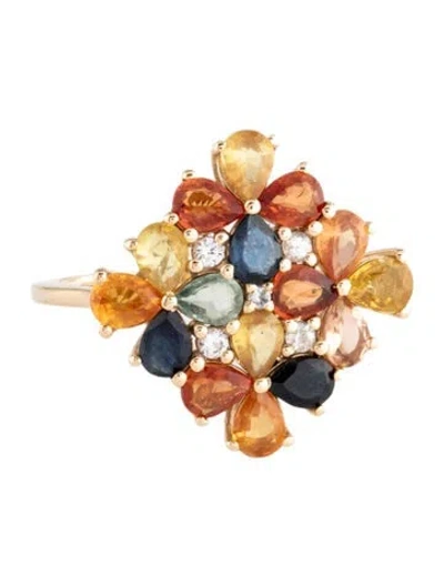 Pre-owned Ring 14k 2.93ctw Sapphire Cocktail  In Multicolor