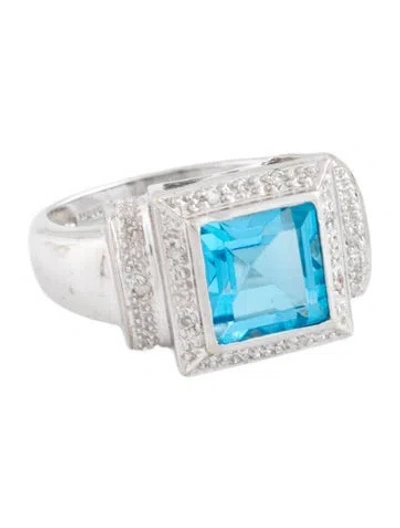 Pre-owned Ring 14k 2.95ct Topaz & Diamond Signet  In Multicolor