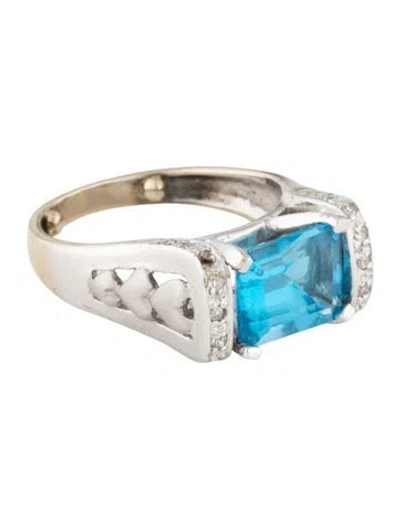 Pre-owned Ring 14k 2.97ct Topaz & Diamond Cocktail  In Multicolor