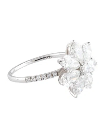 Pre-owned Ring 14k 3.00ctw Lab-grown Diamond Flower Cocktail  In Multi