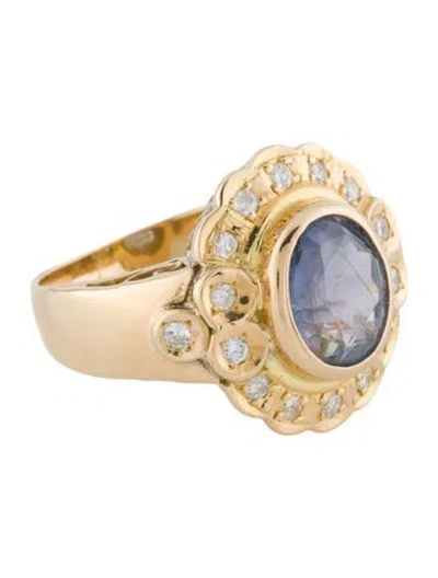 Pre-owned Ring 14k 3.01ct Sapphire & Diamond Cocktail  In Multi