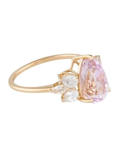 Pre-owned Ring 14k 3.02ct Kunzite & Sapphire Cocktail  In Multi