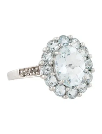 Pre-owned Ring 14k 3.05ctw Aquamarine & Diamond Cocktail  In Multi