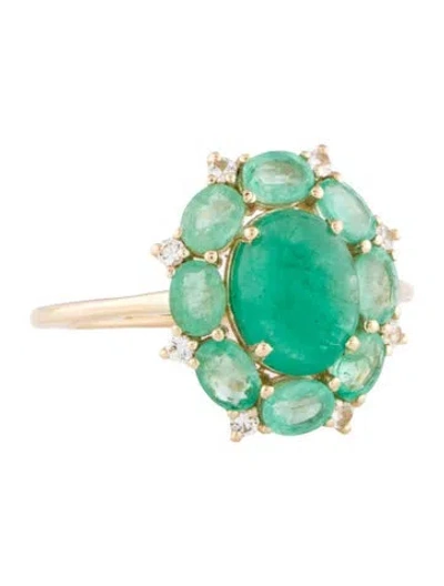 Pre-owned Ring 14k 3.05ctw Emerald & Sapphire Cluster Cocktail  In Multicolor