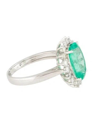 Pre-owned Ring 14k 3.08ct Emerald & Diamond Cocktail  In Multi