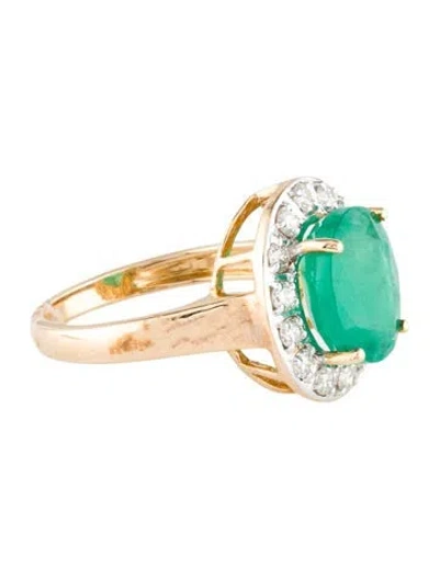 Pre-owned Ring 14k 3.20ct Emerald & Diamond Cocktail  In Multi