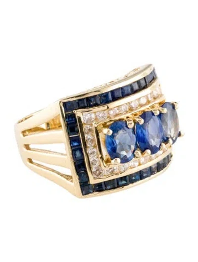 Pre-owned Ring 14k 3.25ctw Sapphire & Diamond Cocktail  In Multi