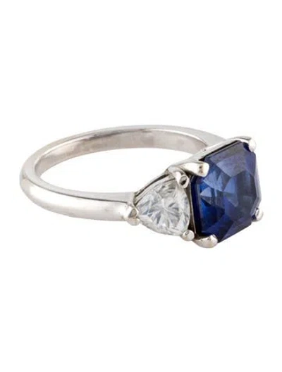 Pre-owned Ring 14k 3.39ct Synthetic Sapphire & Cubic Zirconia Cocktail  In Multi